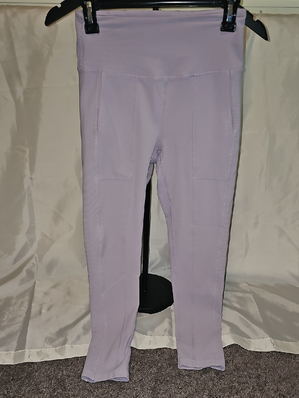 Free People Movement Womens Leggings Purple Ribbed Pull On Stretch Yoga Small